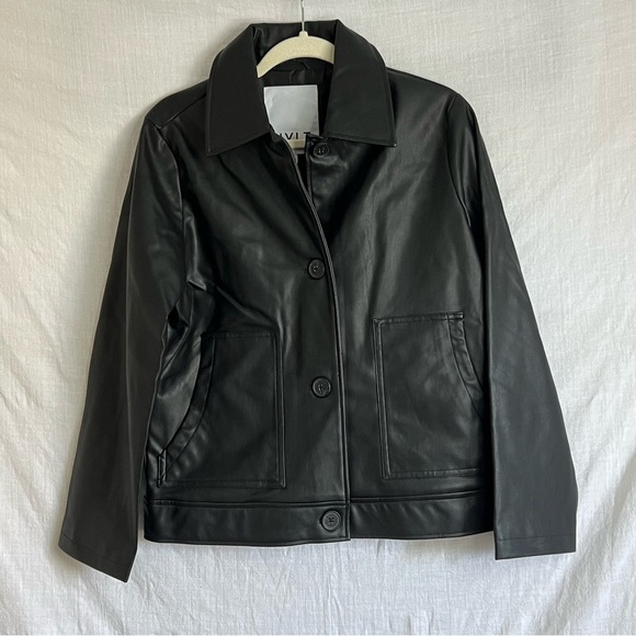 NWT NVLT Women’s Vegan Leather Collared Trucker Jacket in Black Size Small - Picture 8 of 8
